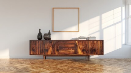 Sideboard Cabinet with Vases and Blank Frame
