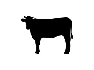 A set of cow silhouette vector art illustration. cow icon in vector art. Black and white vector illustration shows a cow and calf silhouette