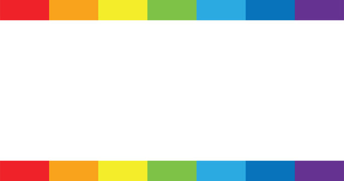 Simple striped line border frame rainbow background design.