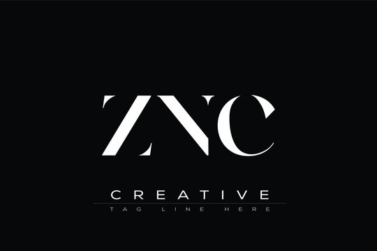 ZNC abstract letter logo design. This logo is designed by three abstract letters.