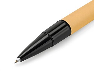 Closeup of Elegant Black and Beige Ballpoint Pen
