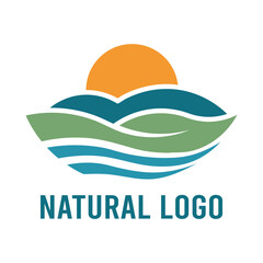 Eco Nature Logo – Leaf, Sun & Water Symbol for Green Brands