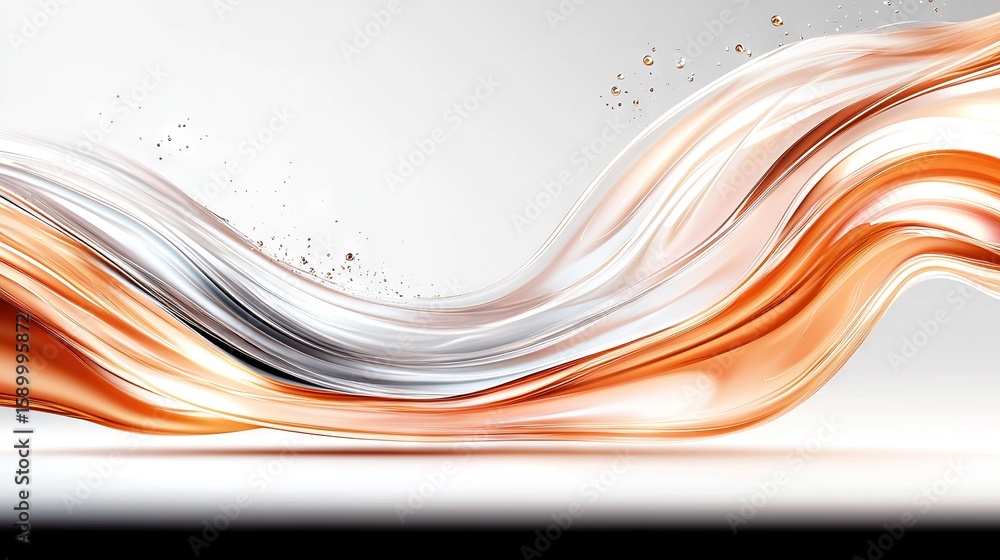 Poster a white and orange abstract wave on a gray and white background space for a text or image