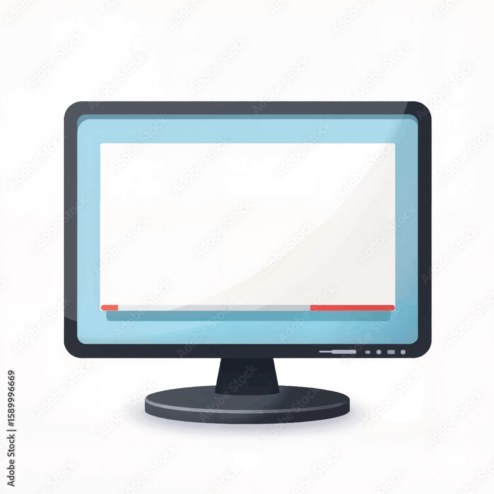 Poster desktop computer monitor with blank screen on white background