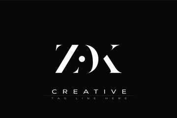 ZOK abstract letter logo design. This logo is designed by three abstract letters.
