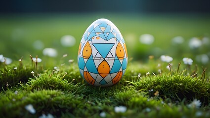 Easter egg hunt painted egg in grass spring holiday celebration festive tradition art