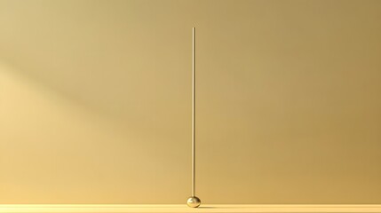 Abstract Minimalist Gold Rod and Sphere on Beige Background