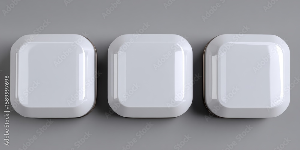 Fototapete three pristine, blank, white squares, rendered in a minimalist, elegant composition, provide an open