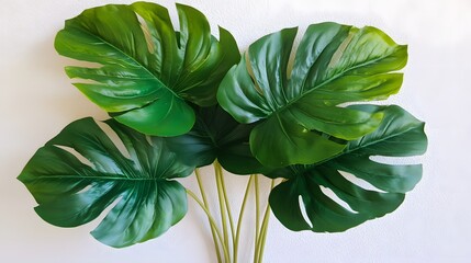 Vibrant Green Monstera Leaves Artificial Plant Decor