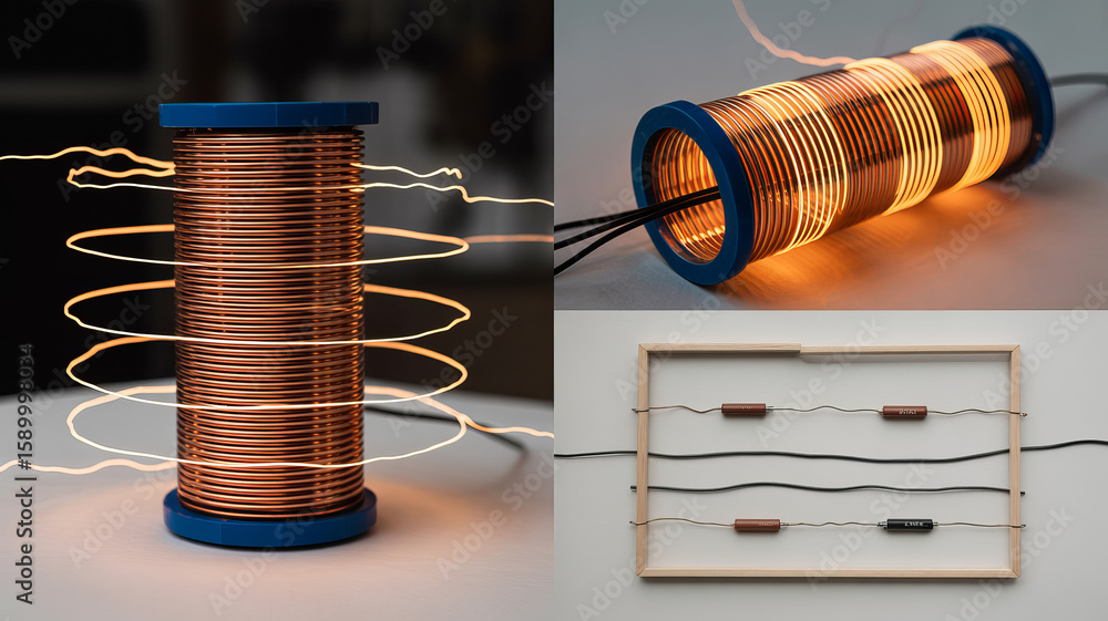Poster electrical components in focus: a compelling composite image showcasing various electrical component
