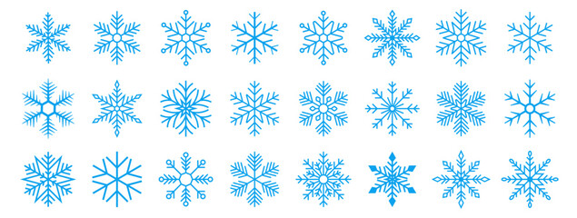 Snowflake icons collection. Snowflake vector. Happy new year, xmas, christmas. Snowflakes icons. New year ornament