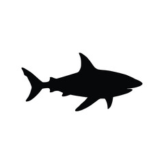 Monochrome Silhouette of a Large Shark Swimming Freely Through Open Waters.