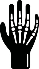 Obraz premium Silhouette of a human hand with bone structure visible in black and white. Vector illustration