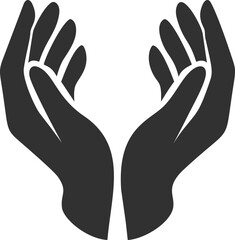 Obraz premium Silhouette of two open hands facing upwards in a supportive gesture. Vector illustration