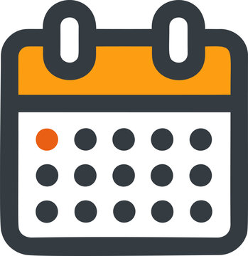 Simple calendar icon with orange header and marked date, digital illustration. Vector illustration