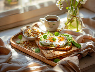 Cozy Morning Breakfast with Avocado Toast and Coffee