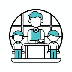 Cafeteria Outline Vector Icon on White Background - Food Service Illustration 