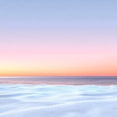 Obraz premium Serene Winter Ocean View with Pastel Pink and Blue Gradient Sky