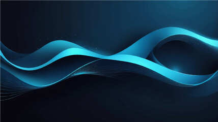 Abstract blue wave background with flowing lines and modern design elements