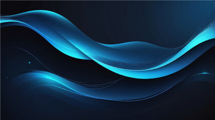Abstract blue wave background with flowing lines and modern design elements
