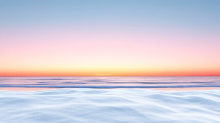 Obraz premium Serene Winter Ocean View with Pastel Pink and Blue Gradient Sky