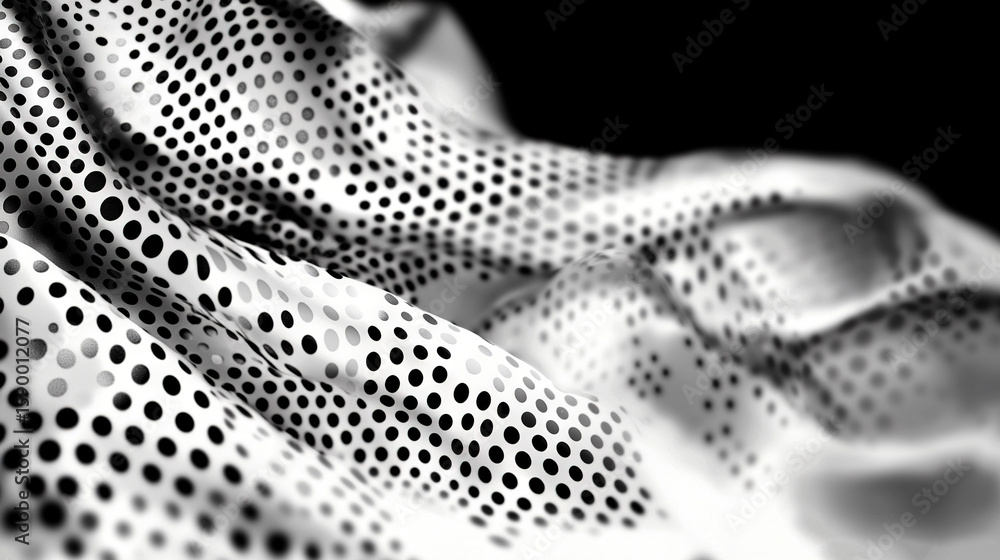 Poster a monochromatic image of a polka dot pattern on a white and black textured background with a solid b