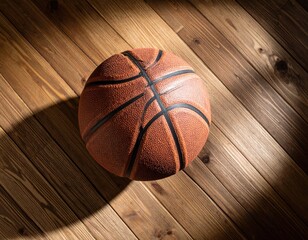 Basketball on wooden floor
