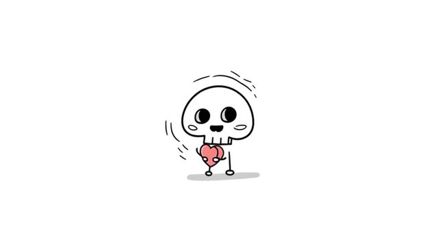 Shaking Skeleton Holding Heart Emotion Animation