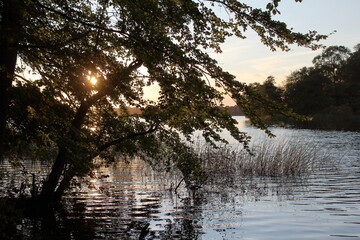 Farum Lake in the evening seen from close to Fiskebæk, Værløse, Zealand, Denmark