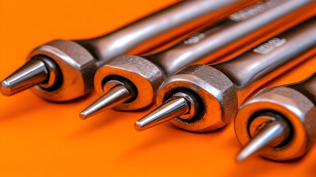 Set of vintage tools arranged on wooden background - Powered by Adobe