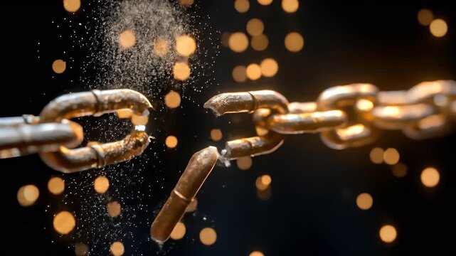 Golden chain breaking, sparks flying
