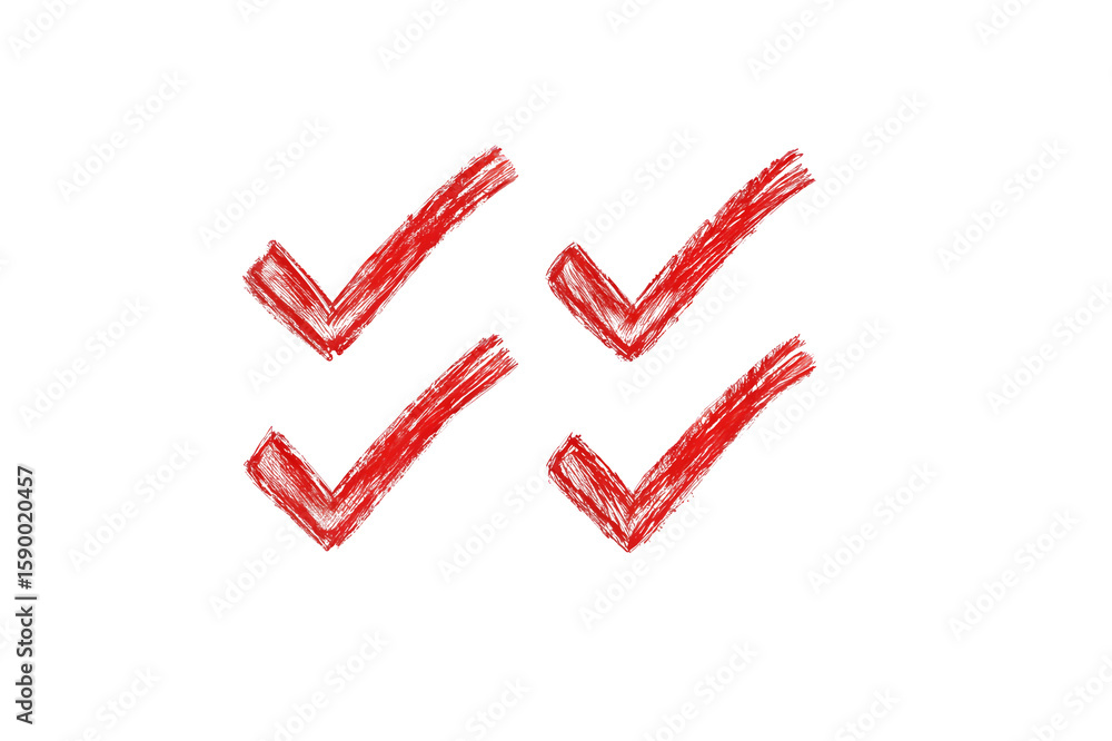 Aufkleber red check mark icon png set – doodle & grunge style marker in circle and sketch variants – isolated 