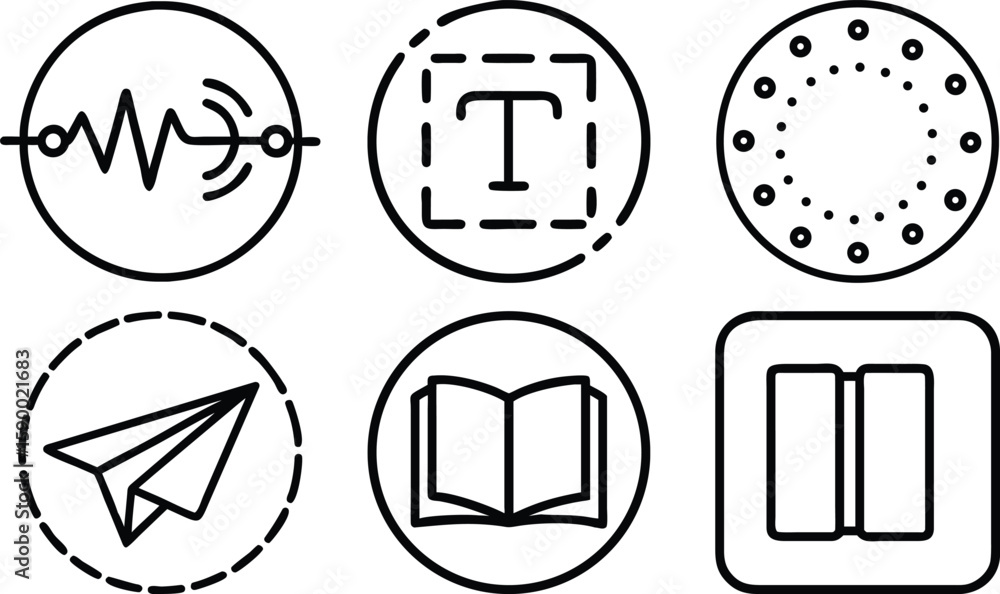Fototapete vector art of a set of digital interface icons for text, signals, and media are isolated on transpar