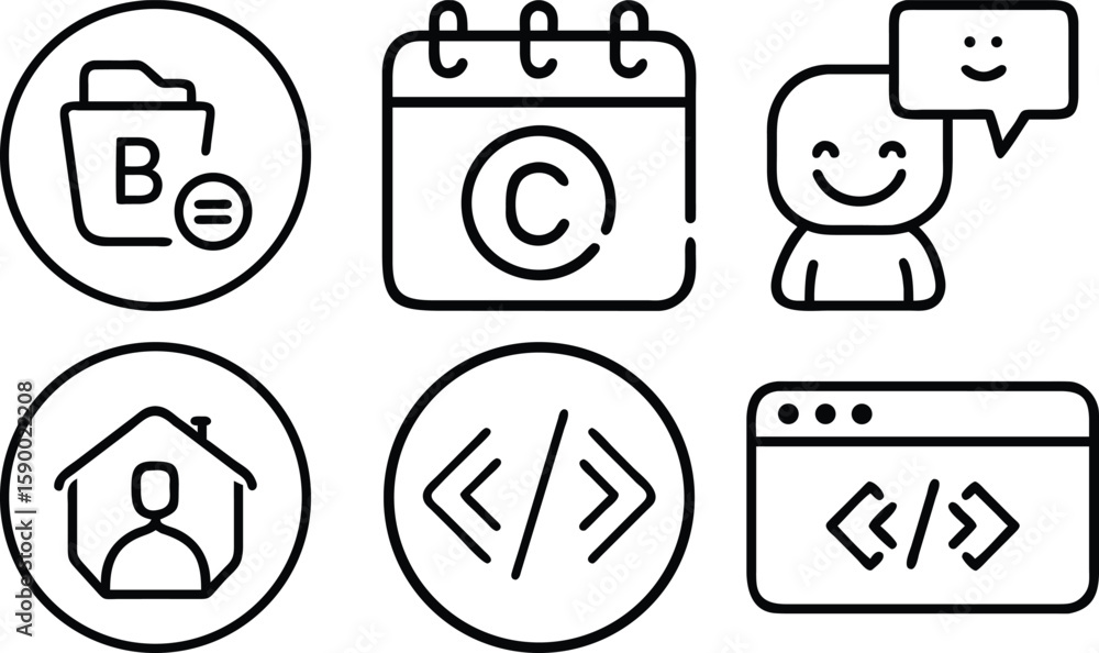 Poster vector art of a set of simple line icons for various applications isolated on transparent background