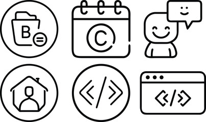Vector art of a set of simple line icons for various applications isolated on transparent background