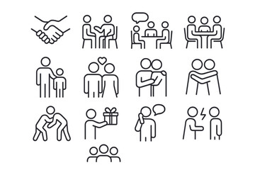 Fototapeta premium Stick figure illustrations of human interactions and relationships