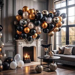 Christmas decorations with fresh fruit and ripe berries adorn the sweet kitchen table