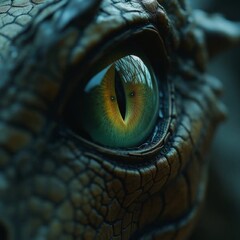 Fiery Dragon Eye Close-Up with Detailed Scales