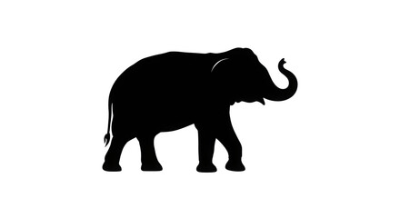 Black Silhouette of an Elephant on Transparent Background

