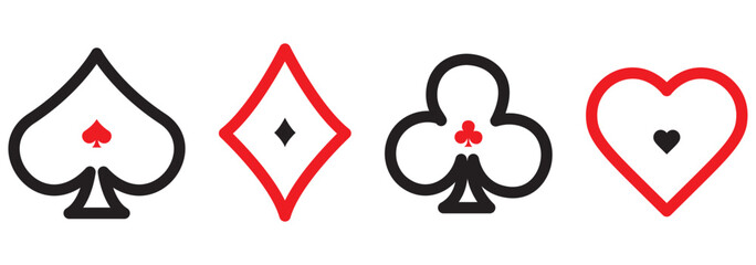 suit deck of playing cards. hearts diamonds clubs spades symbol. transparent png and vector illustration.