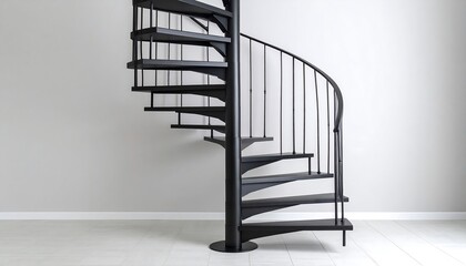 Modern spiral staircase in minimalist room