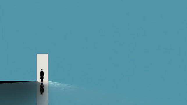 A minimalist composition using negative space to create a sense of depth and mystery, inviting the viewer to interpret the hidden meanings. negative space. Illustration