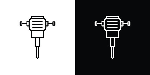 Hydraulic breaker icon black vector concept - stock vector.