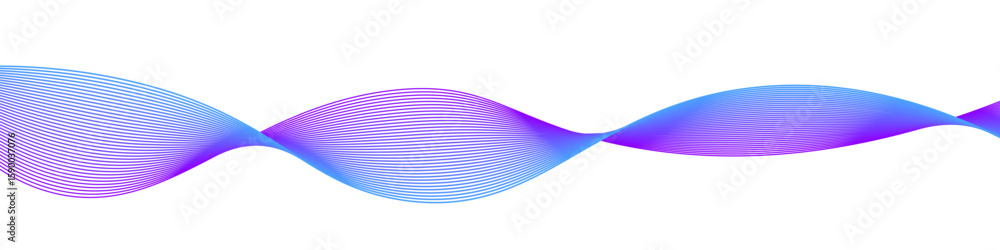 Aufkleber colorful abstract wave made of smooth blue to pink gradient lines. dynamic flow design on transparen