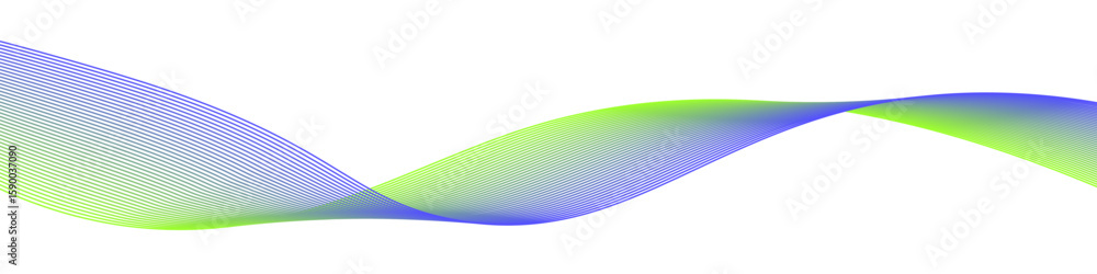 Aufkleber gradient linear wave in green and blue hues on transparent background. elegant abstract flow for mod