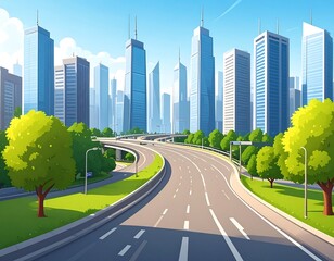 Fototapeta premium City highway under sunny skies