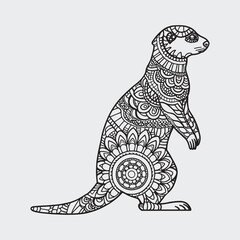 Animal mandla line art coloring page