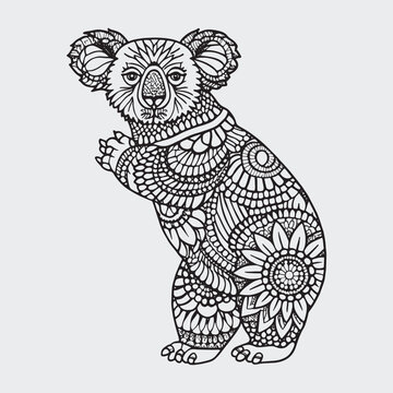 Animal mandla line art coloring page