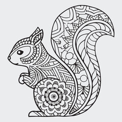 Animal mandla line art coloring page