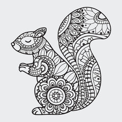 Animal mandla line art coloring page